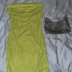 Glamorous Strapless Lime Dress